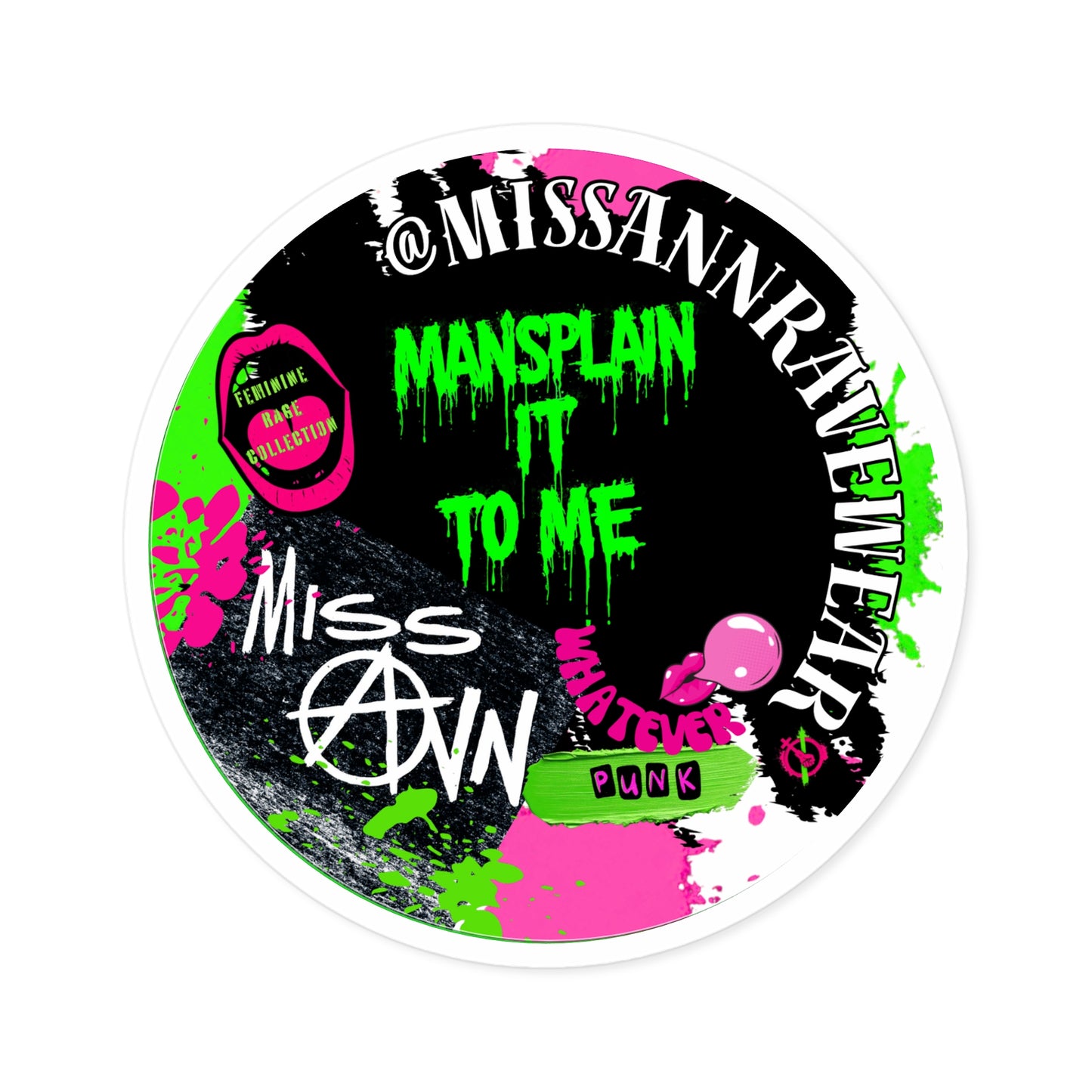 mansplain it to me 4” round sticker