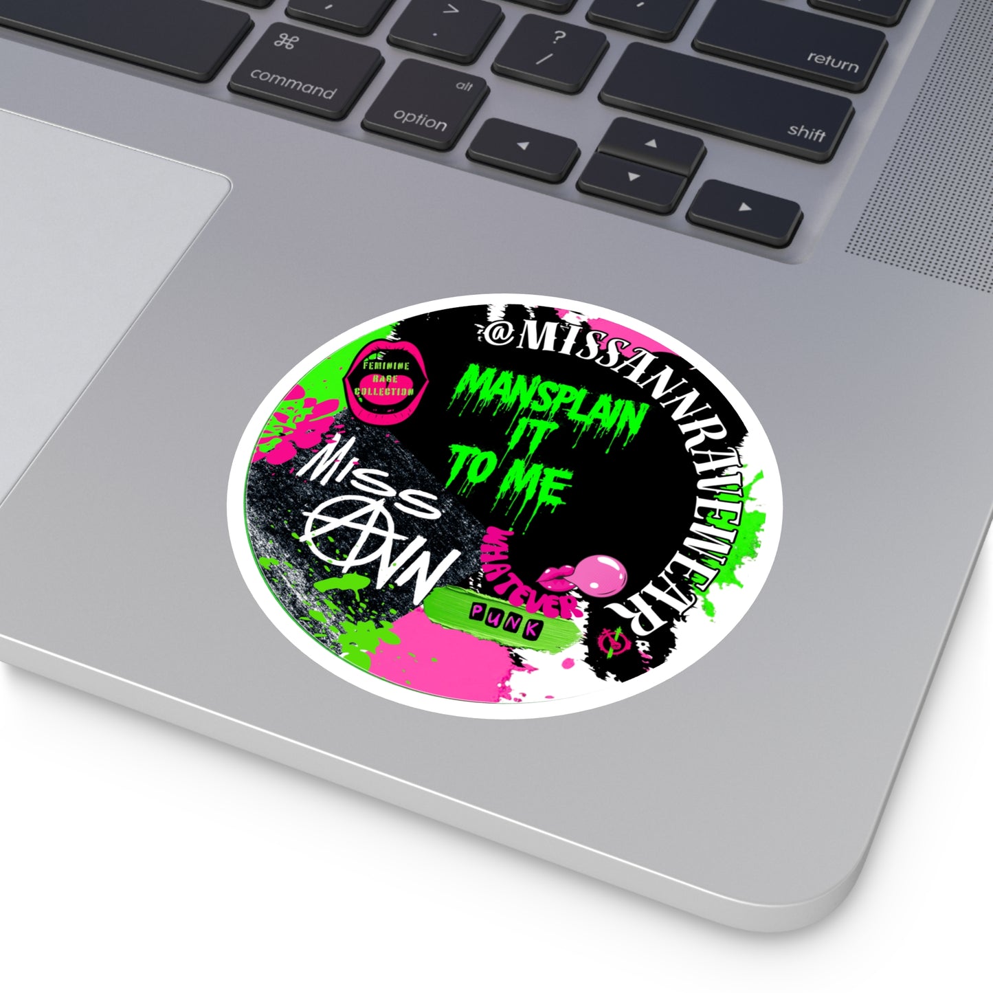 mansplain it to me 4” round sticker